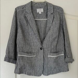 Caslon Women's Striped Blazer - Black and White